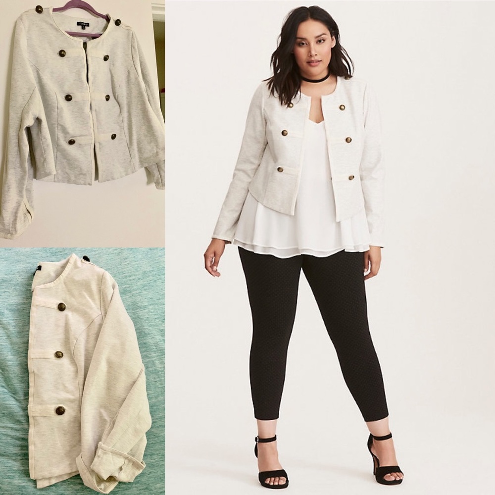 Torrid soft gray/white military jacket :)